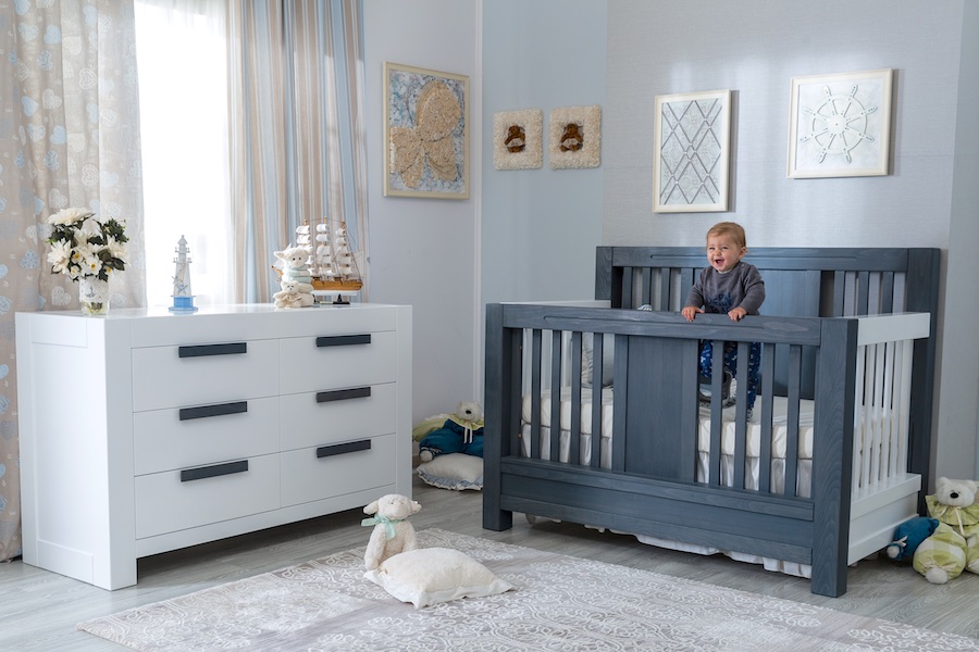 gray crib white dresser